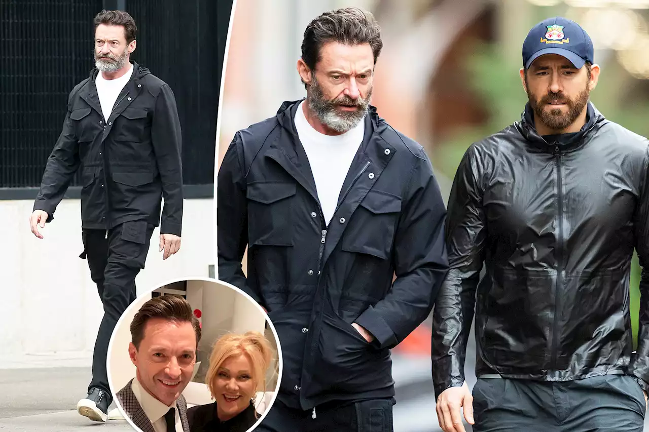 Stoic Hugh Jackman takes a stroll with Ryan Reynolds after announcing split from wife Deborra-Lee Furness