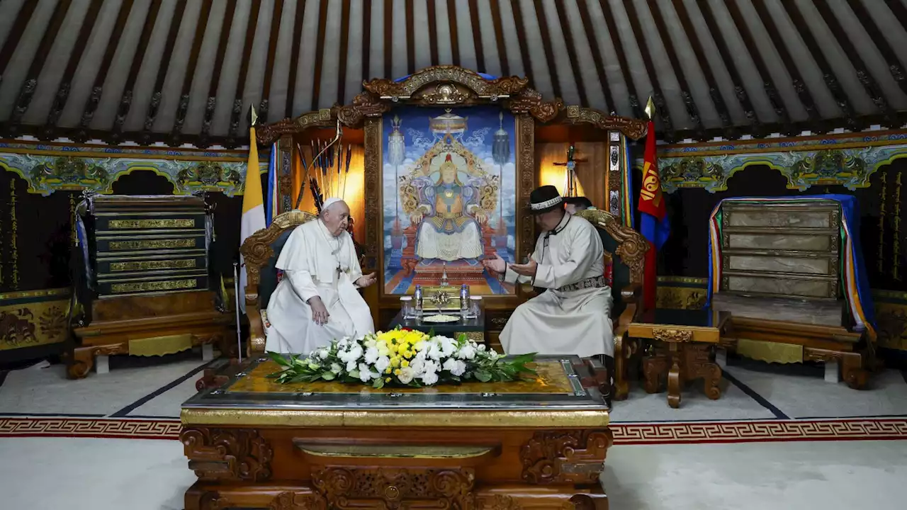 Pope starts Mongolia visit by praising the country's religious freedom dating back to Genghis Khan