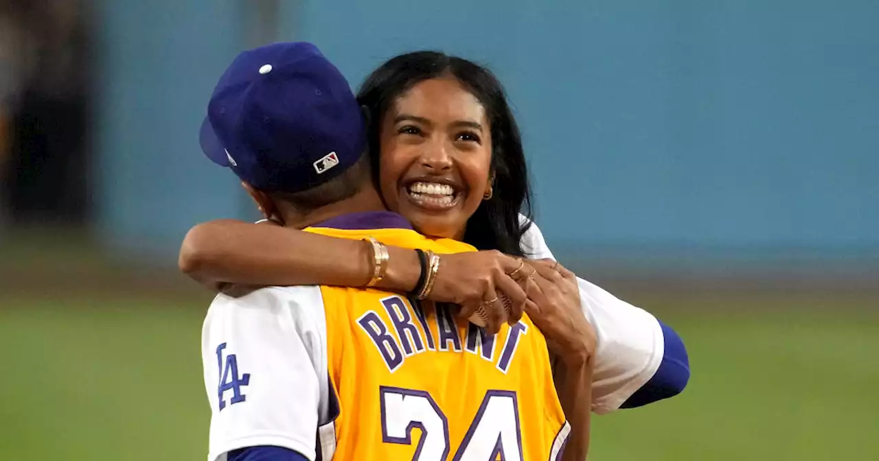 Kobe Bryant's daughter Natalia tosses first pitch on Lakers Night at Dodger Stadium