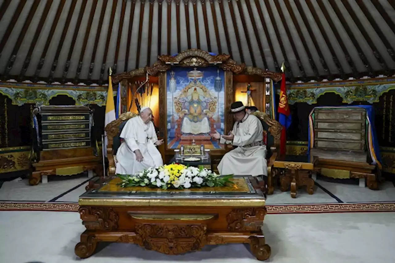 Pope starts Mongolia visit by praising the country’s religious freedom dating back to Genghis Khan