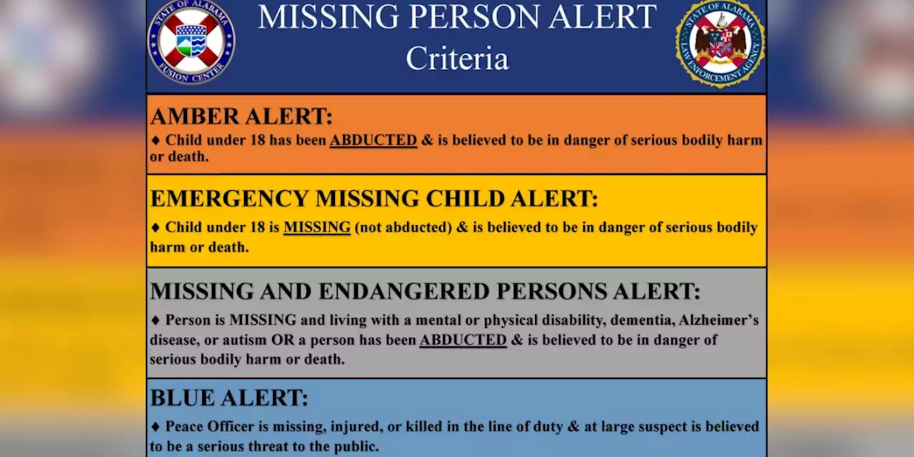 Expanded criteria for Ala. Missing and Endangered Persons Alert