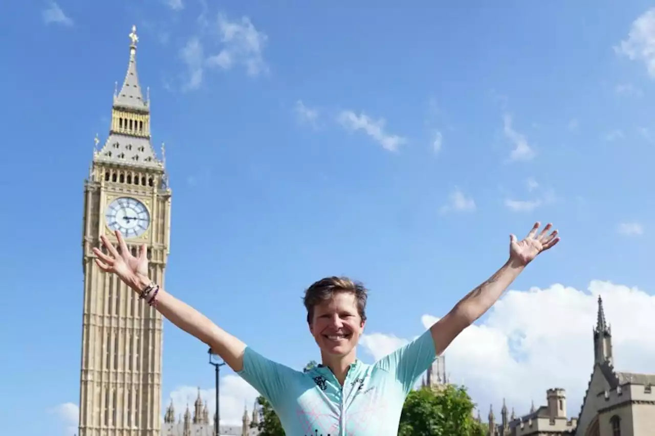 Cyclist reaches Parliament Square after 3,000-mile ride around Britain