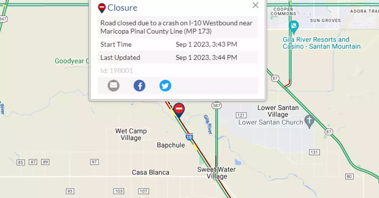 Westbound I-10 re-open outside Phoenix metro area after earlier closure