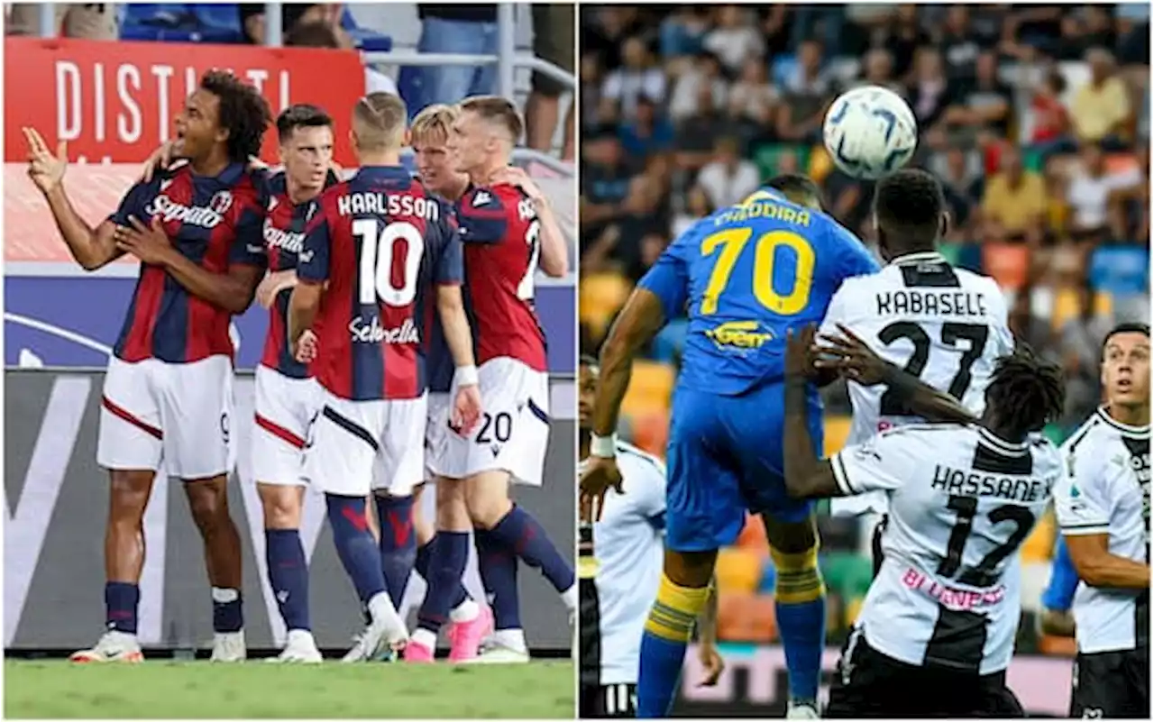 Serie A, terza giornata: Bologna-Cagliari 2-1, Udinese-Frosinone 0-0