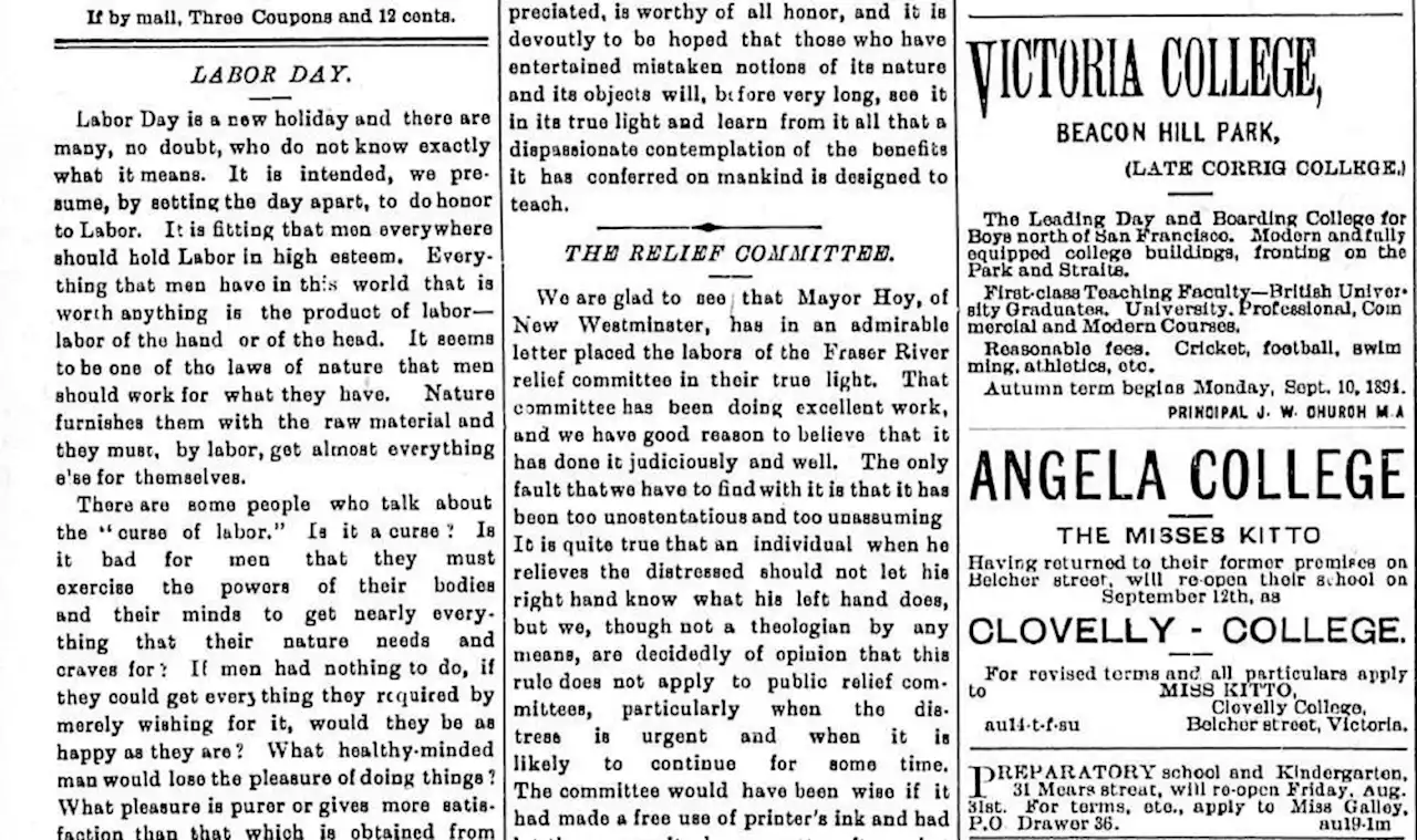 Editorial: Words of wisdom from 1894, Canada's first Labour Day