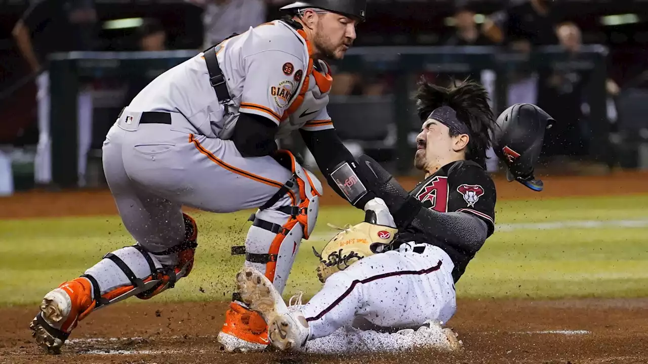 Carroll, Marte use daring double steal to push the Diamondbacks past the Giants 8-4