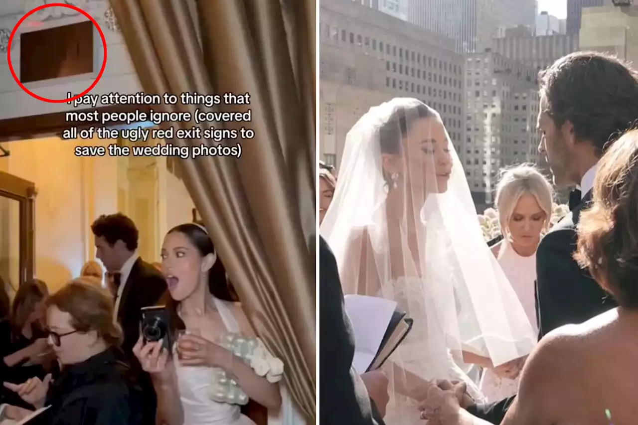 Influencer slammed for covering fire exit signs at wedding reception
