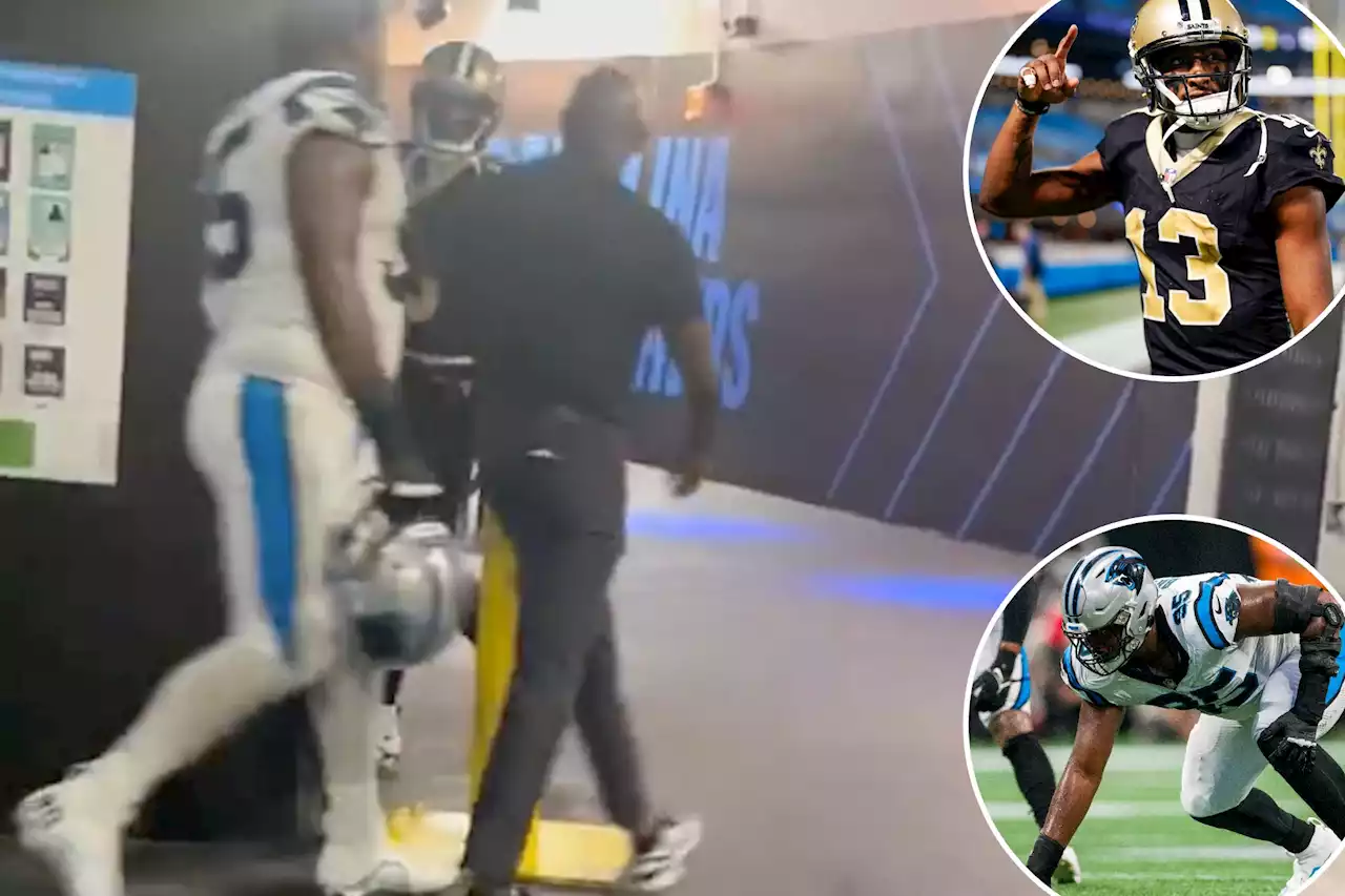 Michael Thomas, Derrick Brown get into heated exchange in tunnel after Saints-Panthers game