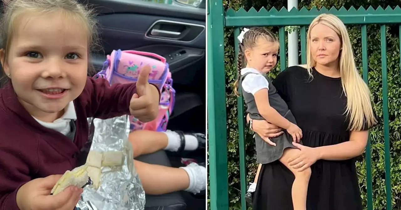 Mum defies school ban on packed lunches and takes food at lunchtime for girl, 4