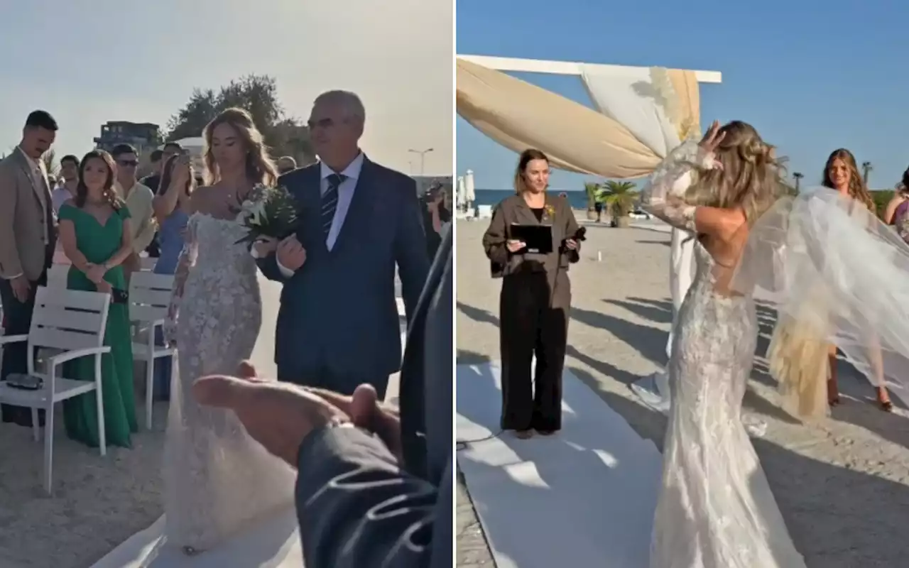 Dad ripping off bride's veil in front of wedding guests caught on camera