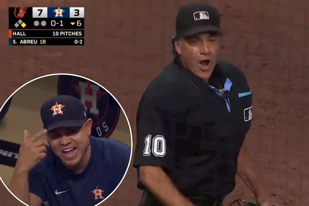 Umpire Phil Cuzzi gets profane in heated spat with Astros dugout