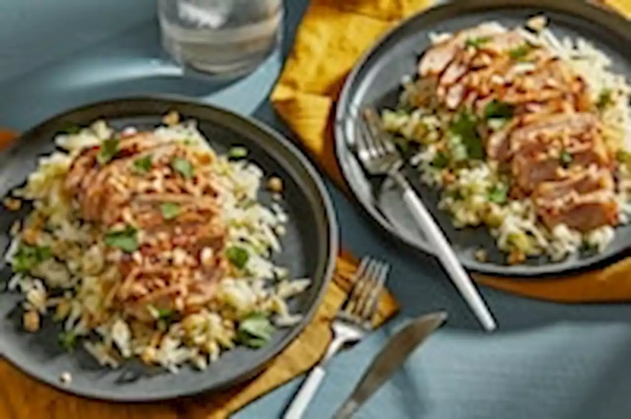 Pork chops and a jicama and apple slaw shine bright with Thai flavors