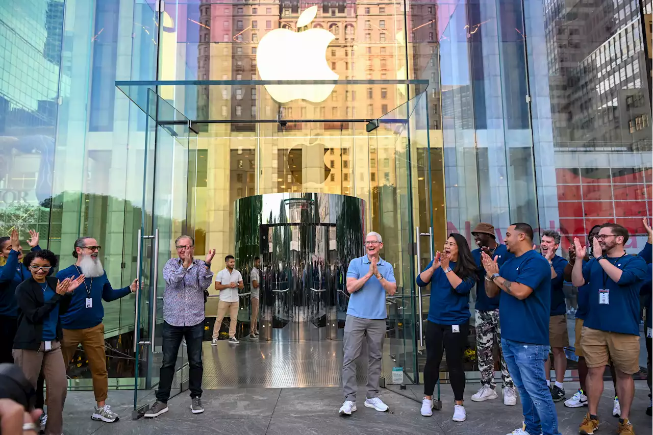 Apple CEO Tim Cook appears in New York to celebrate iPhone 15 release