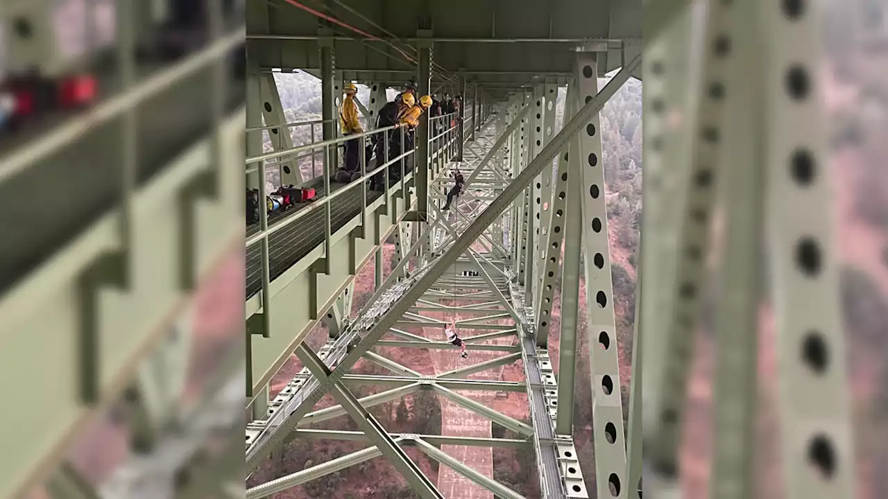 Teen rescued after stunt gone wrong leaves him dangling from California's tallest bridge