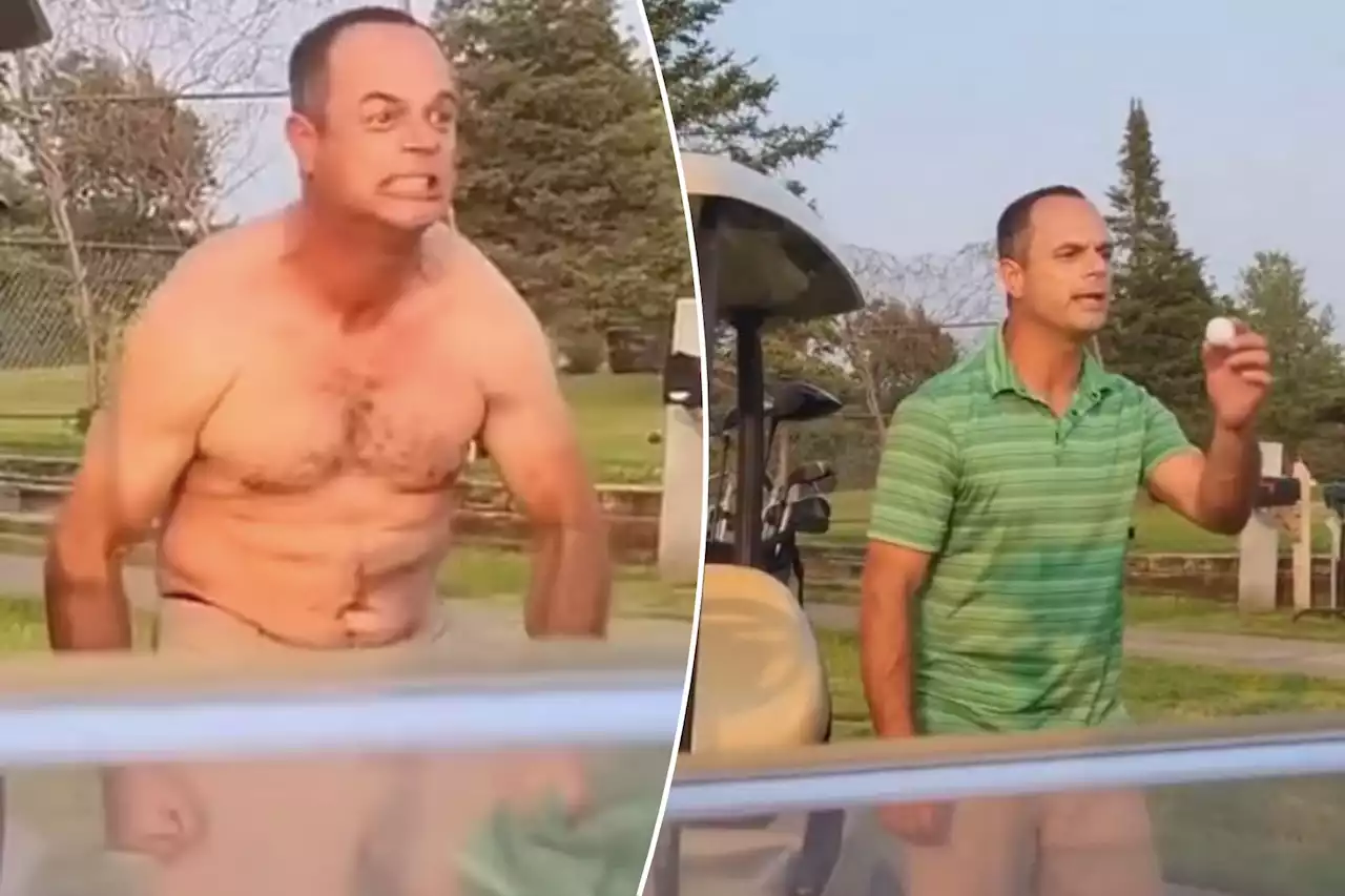 Golfer rips his shirt off while threatening other players in bizarre scene