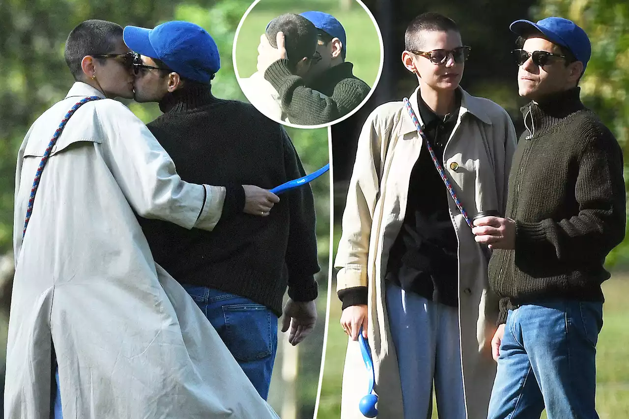 See photos of Rami Malek and Emma Corrin packing on PDA in London park