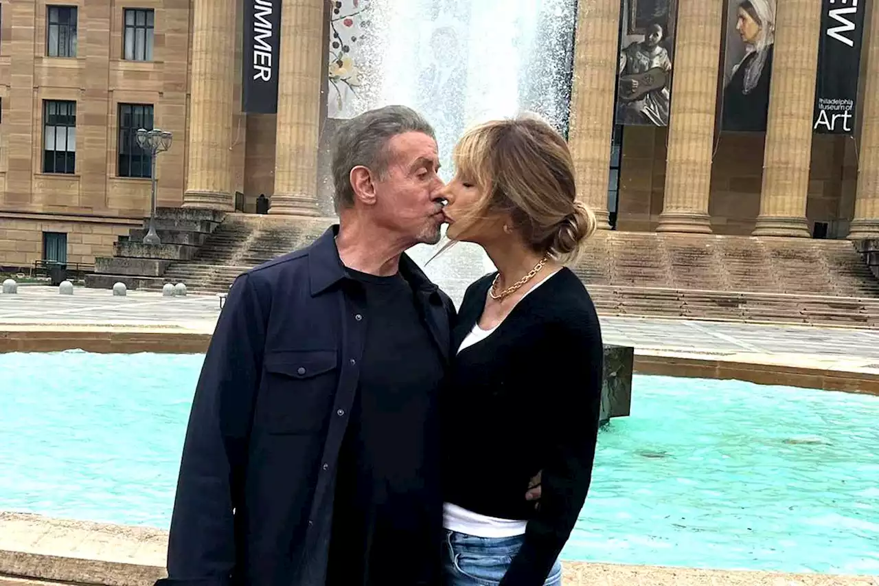 Sylvester Stallone Kisses Wife Jennifer Flavin Near Iconic ‘Rocky’ Steps at Philadelphia Museum of Art