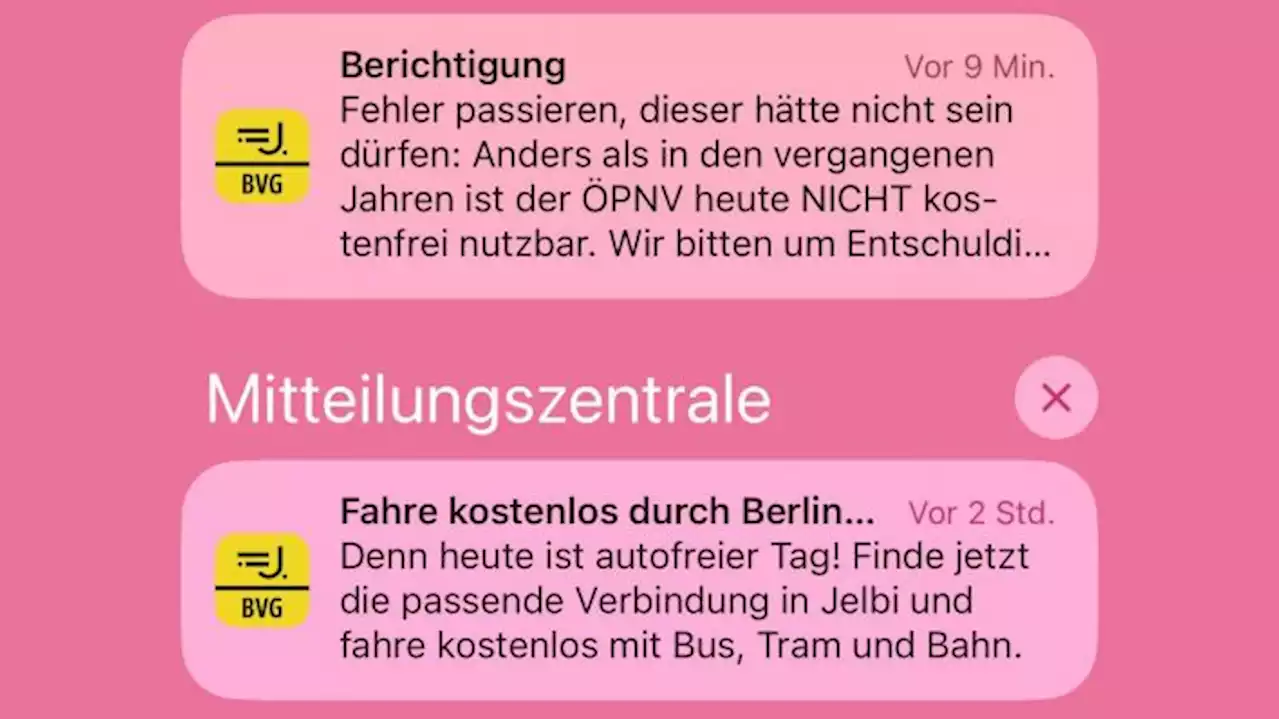 Jelbi-App der BVG gibt Falschmeldung zu kostenlosem ÖPNV raus