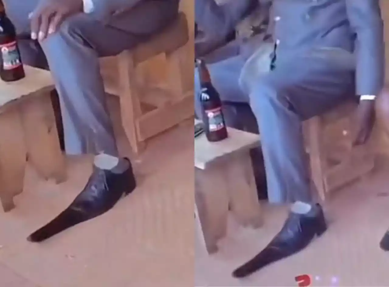 Amapiano canvas😂 Man steals the show with his long unique shoes (Video)