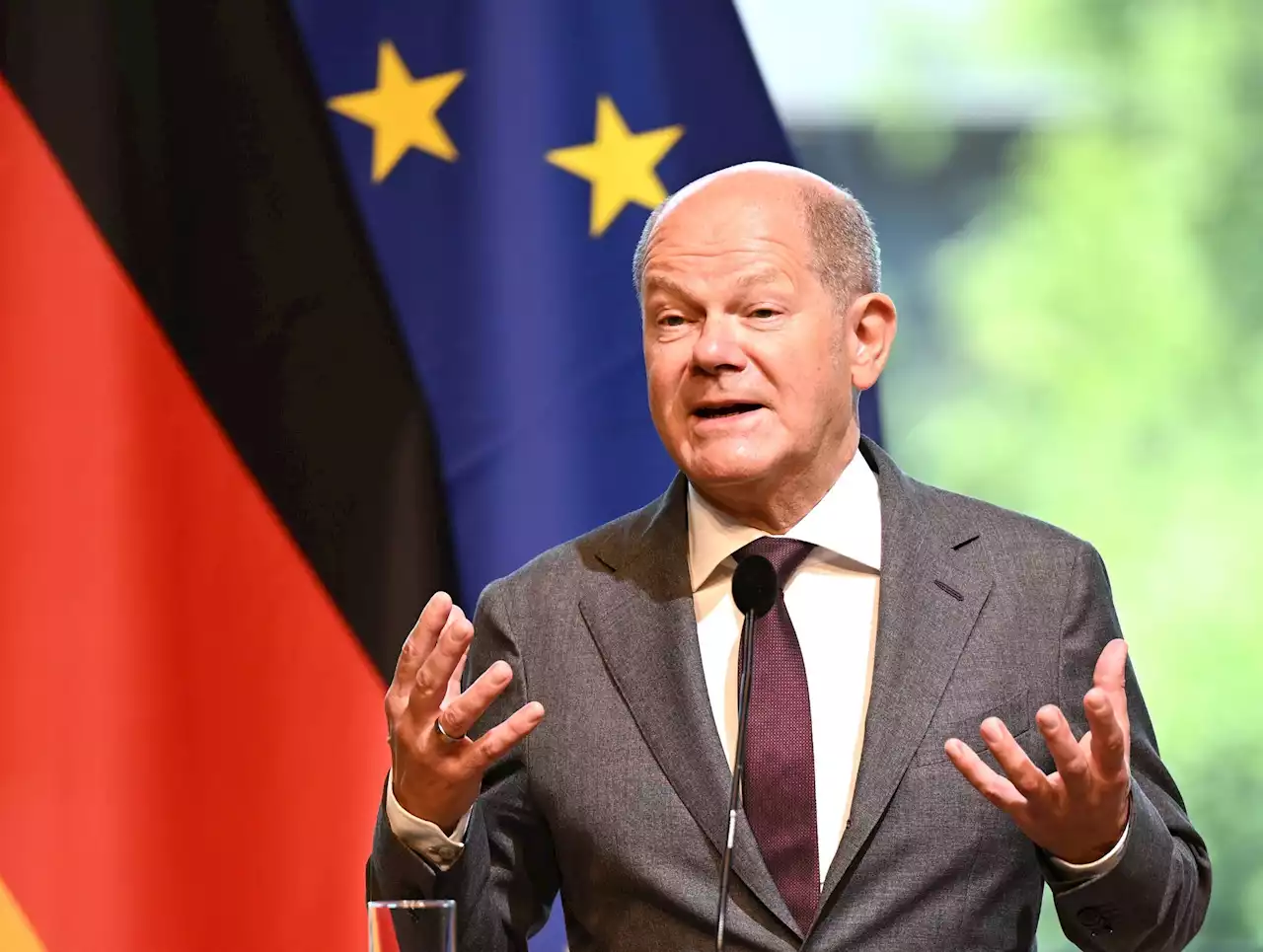 Bundeskanzler Scholz bei Wahlkampfkundgebung in Nürnberg