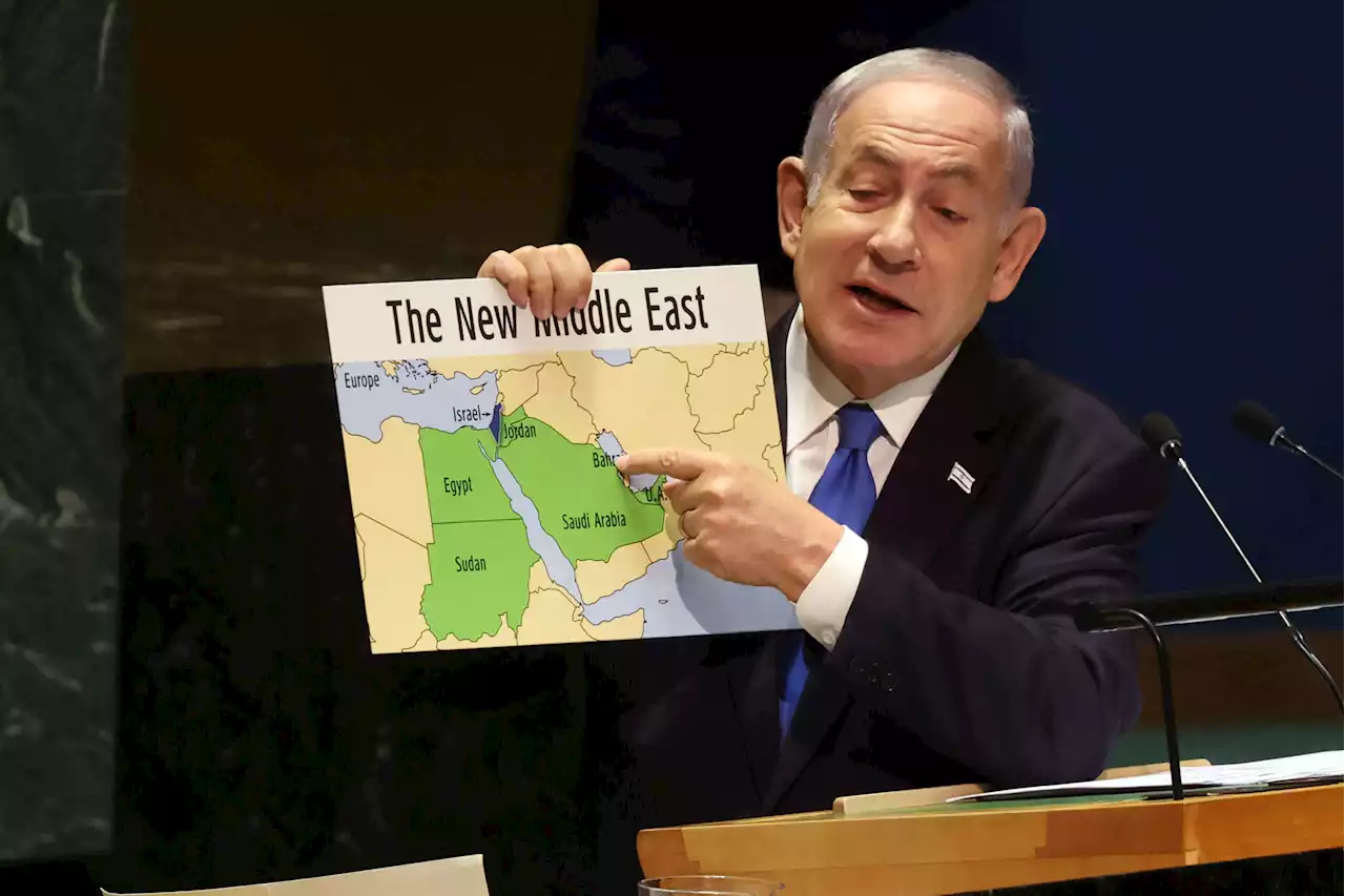 Netanyahu Shows Map of “New Middle East” — Without Palestine — to United Nations