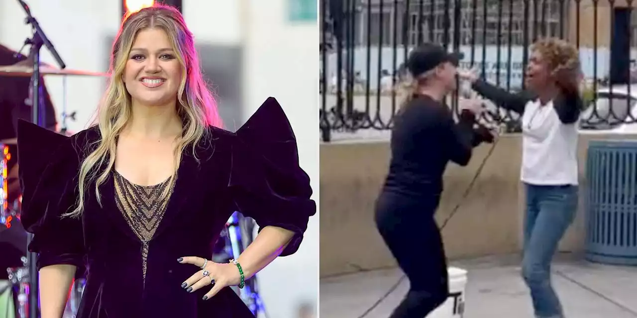 Kelly Clarkson shocks street performer who 'had no clue' it was her