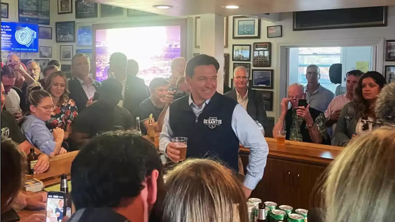 Florida Gov. Ron DeSantis serves up suds at Coronado VFW presidential campaign stop