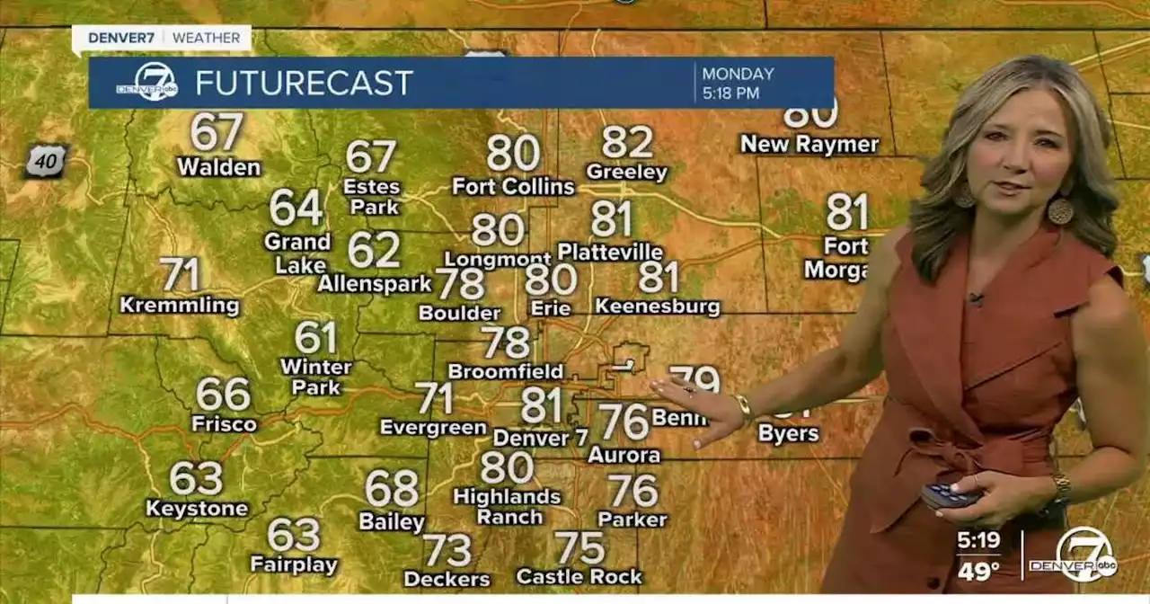 Temperatures about 5 to 10 degrees above normal for the start of fall in Colorado