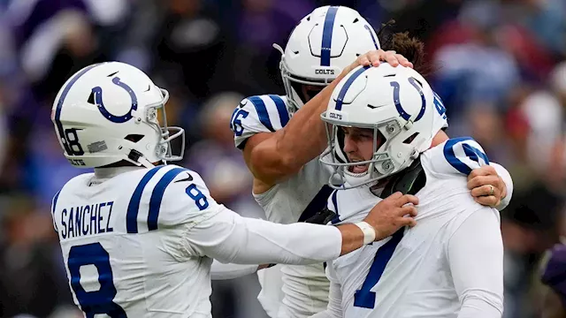 Matt Gay patea 4 goles de campo sobre 50 yardas. Colts vencen 22-19 a Ravens