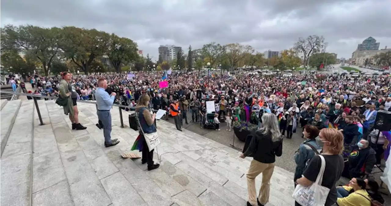 Rally at Manitoba legislature supports youth transgender rights