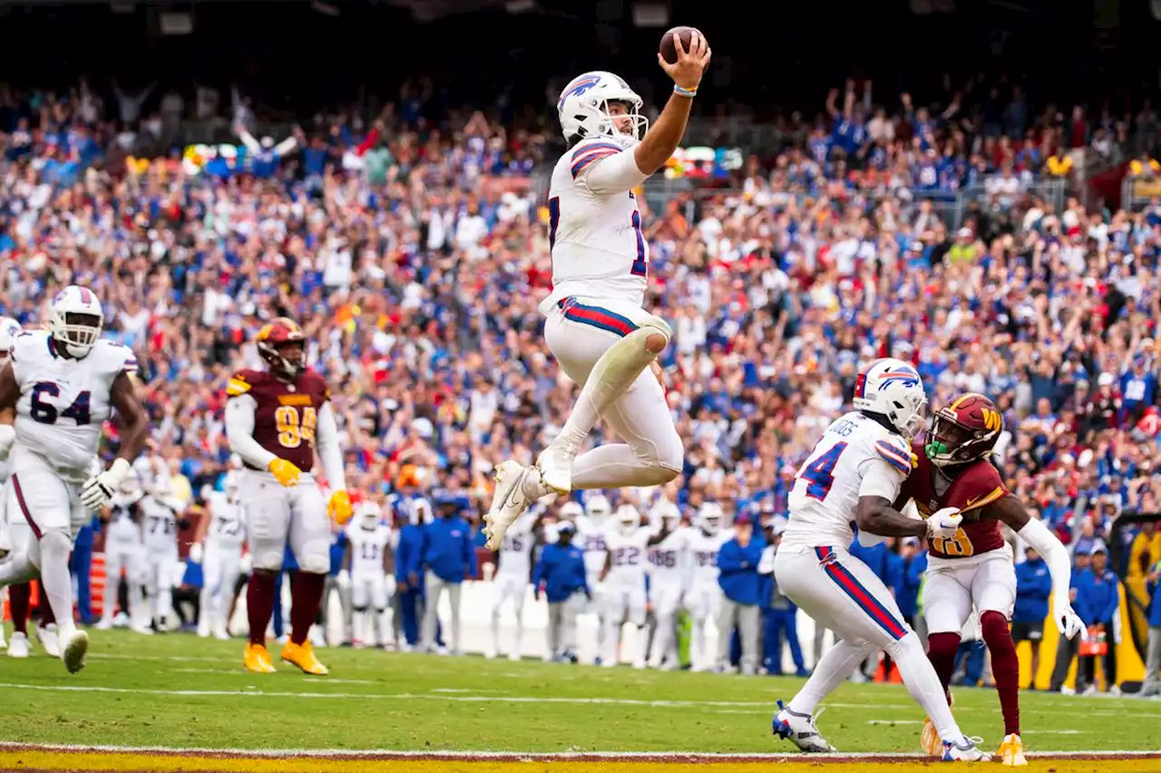 Josh Allen throws for a TD, runs for another as the Bills rout the Commanders