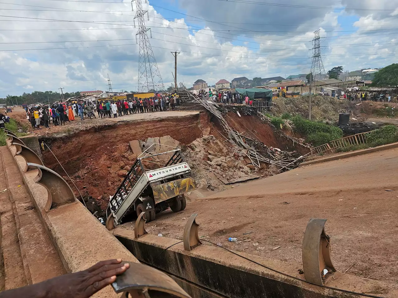 PICTORIAL: Bridge collapses on Enugu-Port Harcourt Expressway