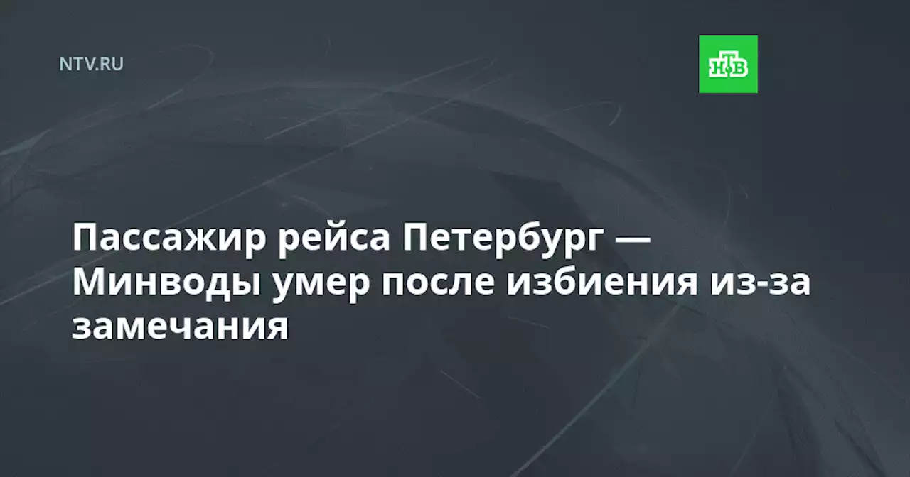 Пассажир рейса Петербург — Минводы умер после избиения из-за замечания