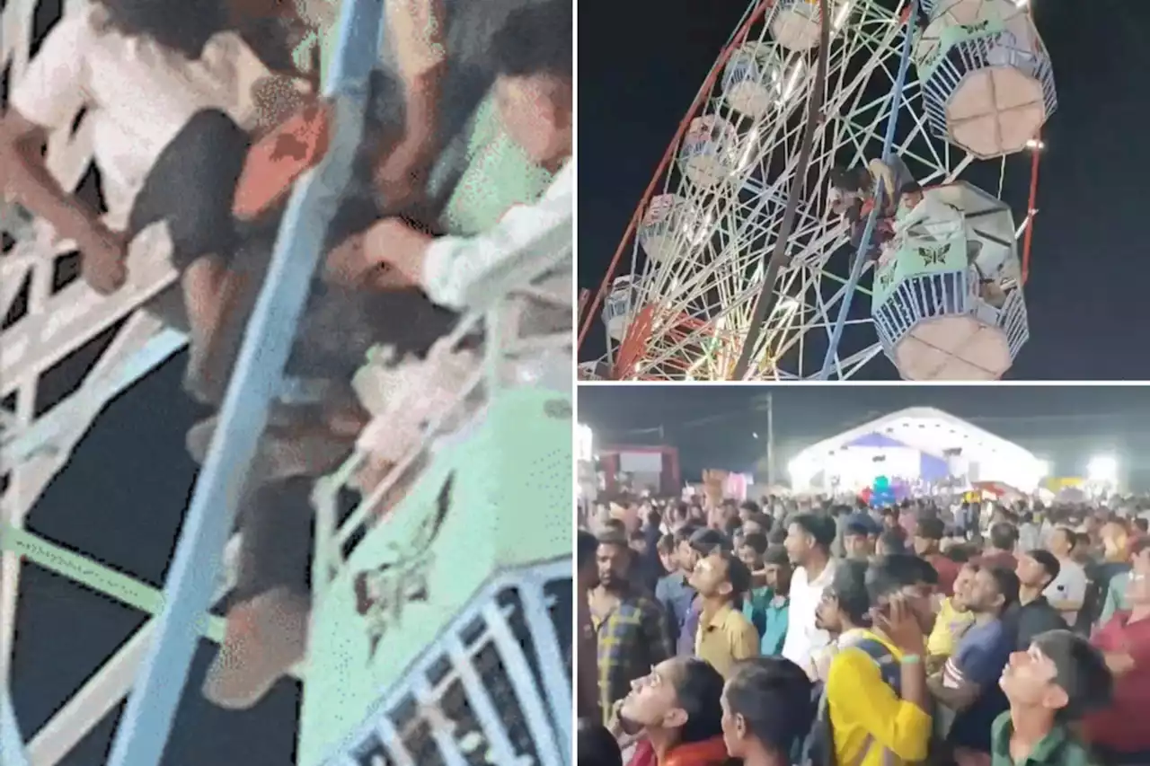 Horrified onlookers watch carnival goer’s hair get caught in Ferris wheel as workers rush to cut her hair