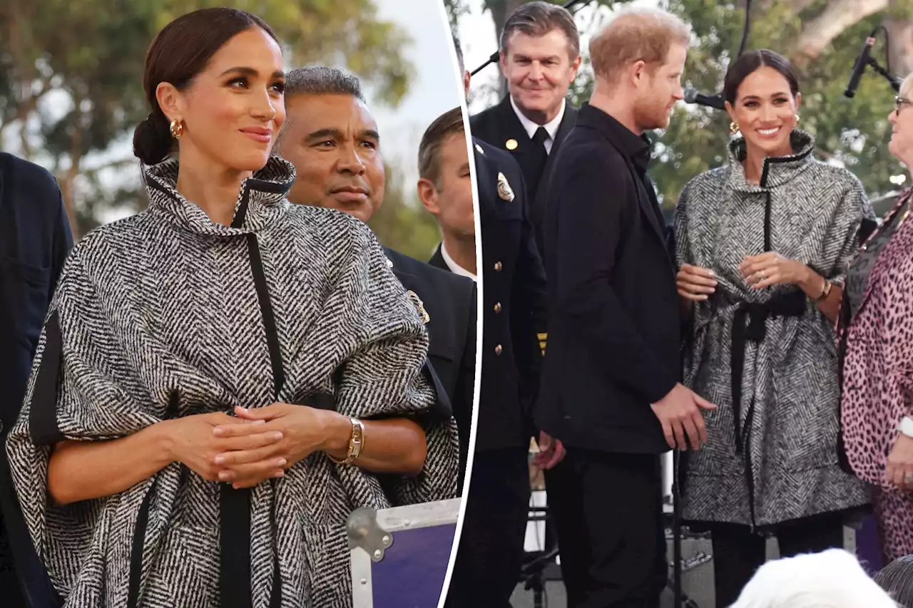 Meghan Markle steps into fall in a tweed cape at Kevin Costner’s charity event