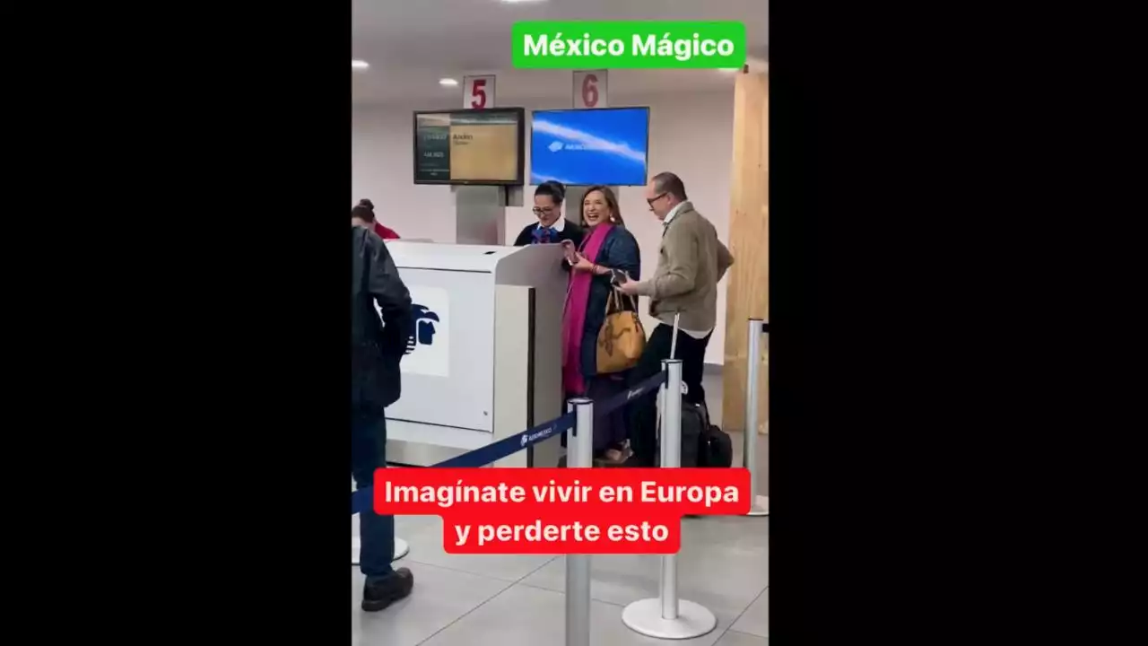 Acusan a Xóchitl Gálvez de saltarse la fila en el aeropuerto (Video)