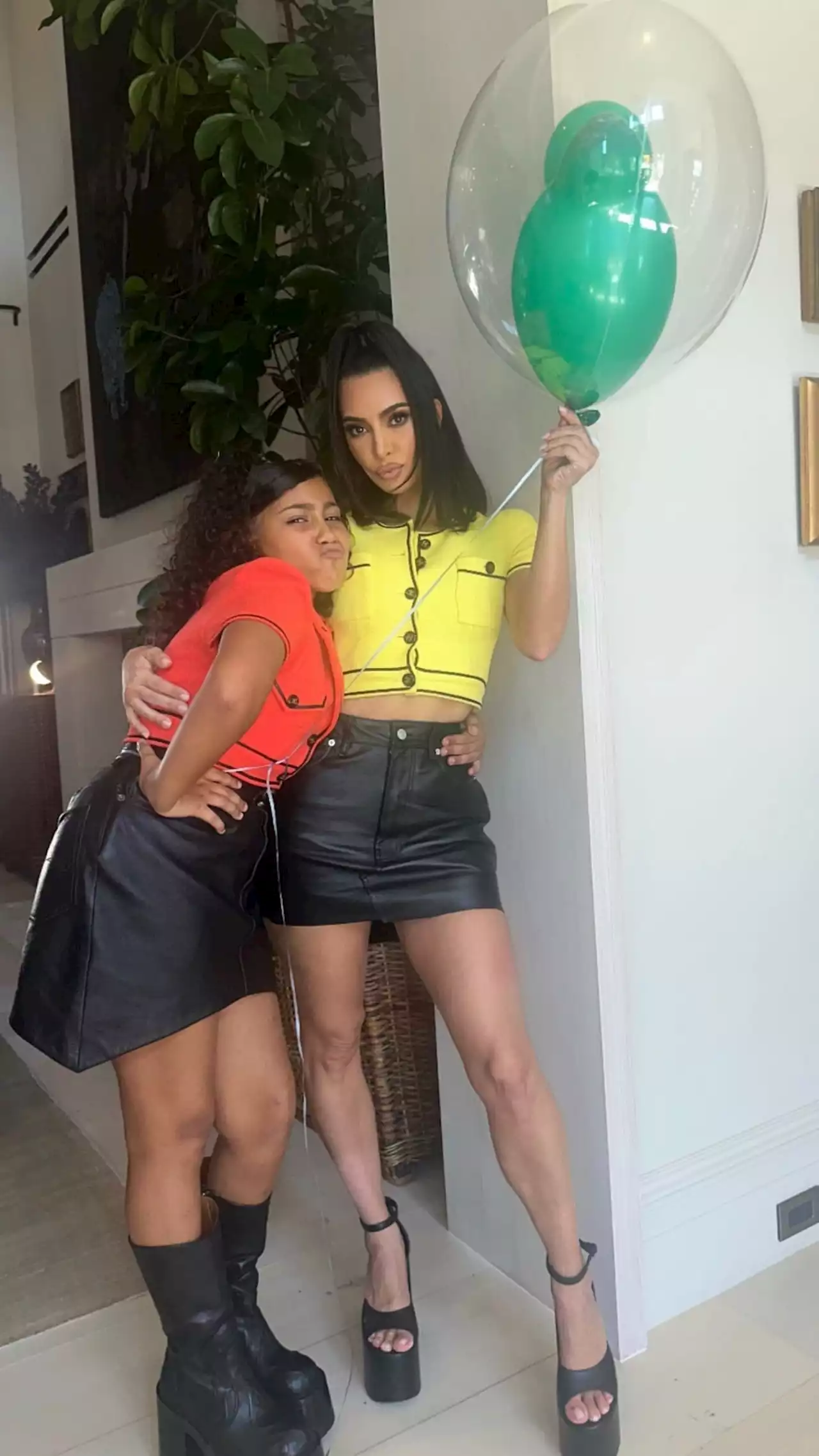 Kim Kardashian & North West Twin In Vintage Chanel Crop Tops