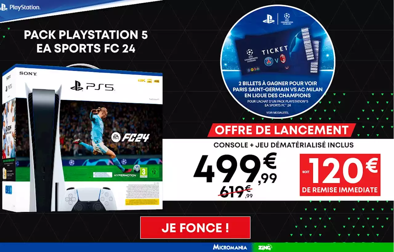 Le pack PS5 + EA Sports FC 24 à moins de 500€ chez Micromania !