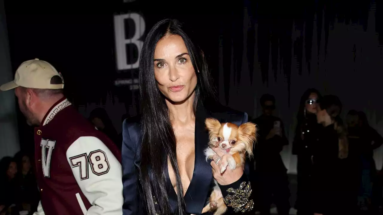 Demi Moore’s Best Fashion Week Accessory Is Her Dog, Pilaf