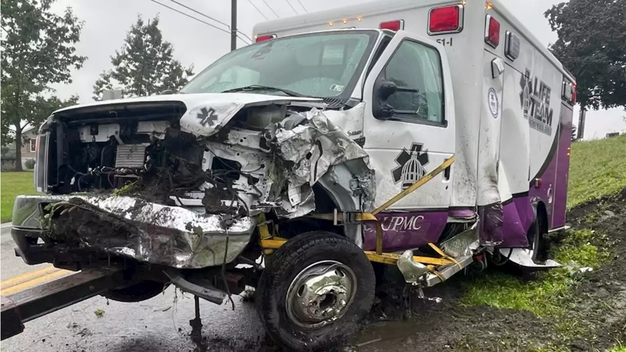 Three people injured in 3-vehicle crash involving ambulance in Adams County