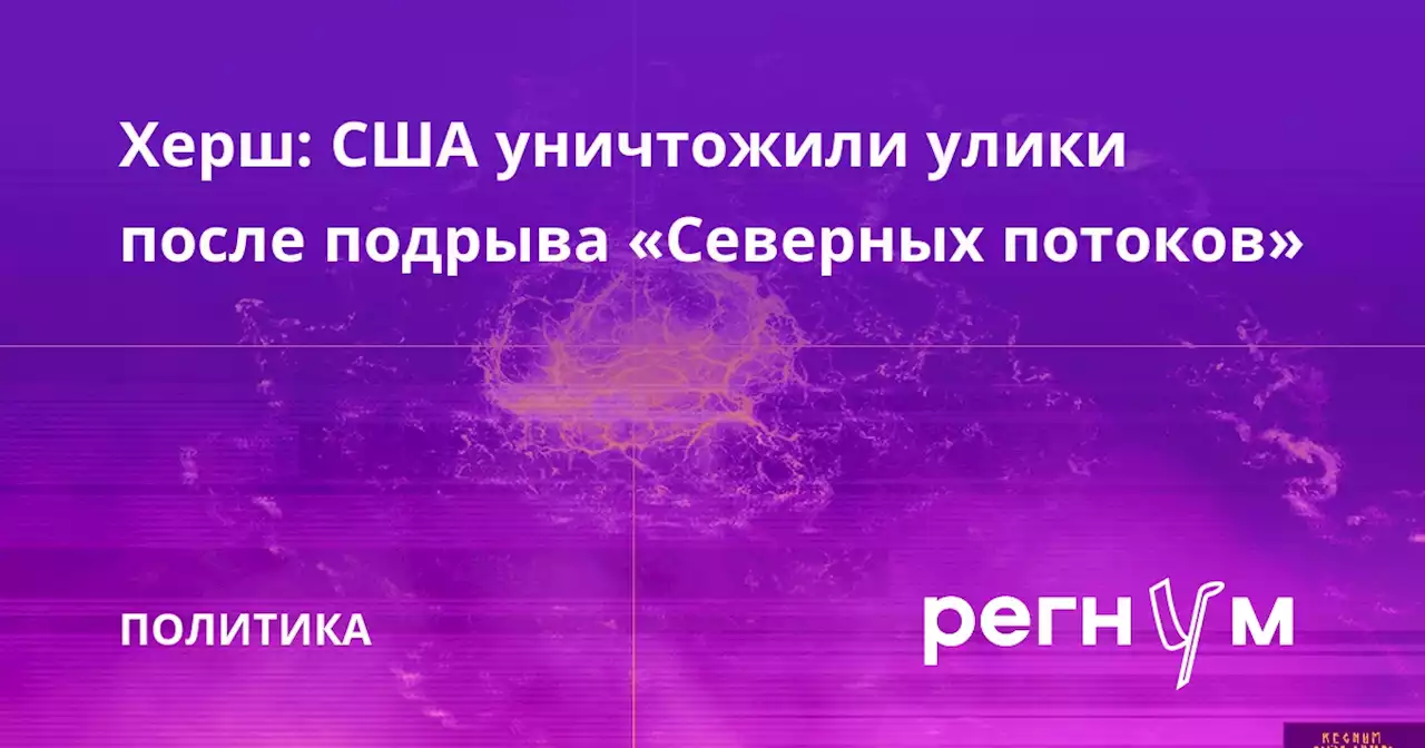 Херш: США уничтожили улики после подрыва «Северных потоков»