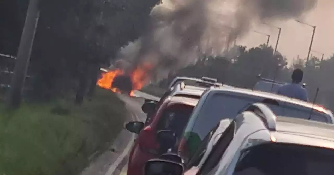 Dramatic picture shows how car burst into flames near Bolton Stadium