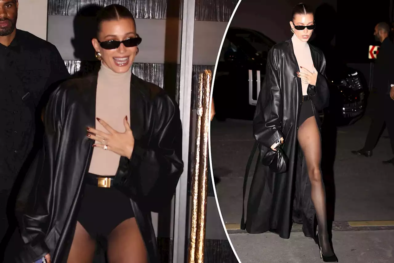 Hailey Bieber goes pantsless for dinner date with friends in Paris