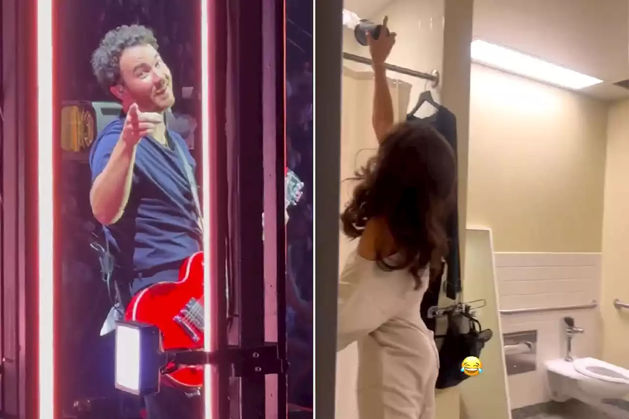 Danielle Jonas Pranks Husband Kevin Jonas with Ice After Cute Moment He Spots Her from Stage