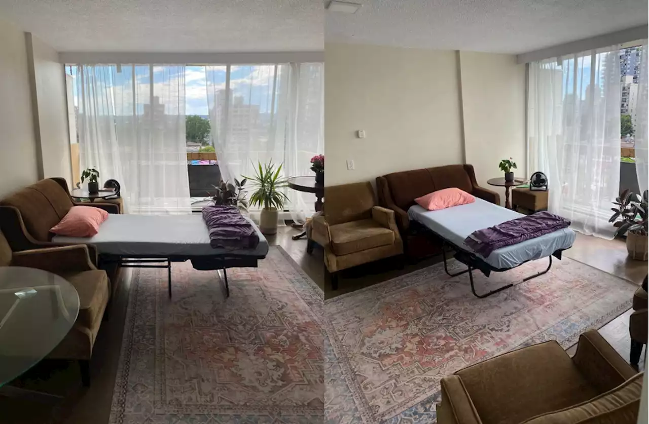 A hide-a-bed in the living room is for rent for $1,300 in Vancouver