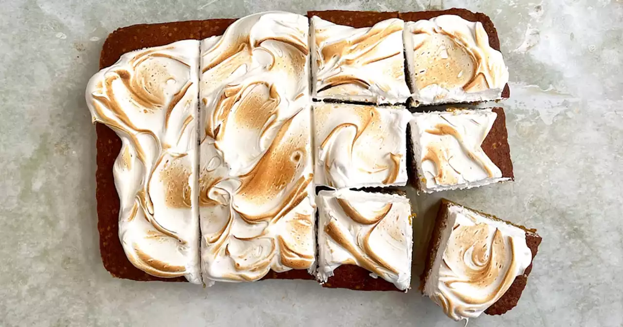 Bake a pumpkin marshmallow sheet cake for the perfect fall dessert