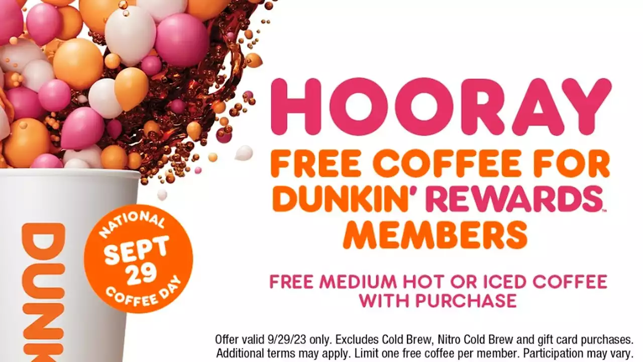 Dunkin’ celebrates National Coffee Day with free coffee for Rewards members