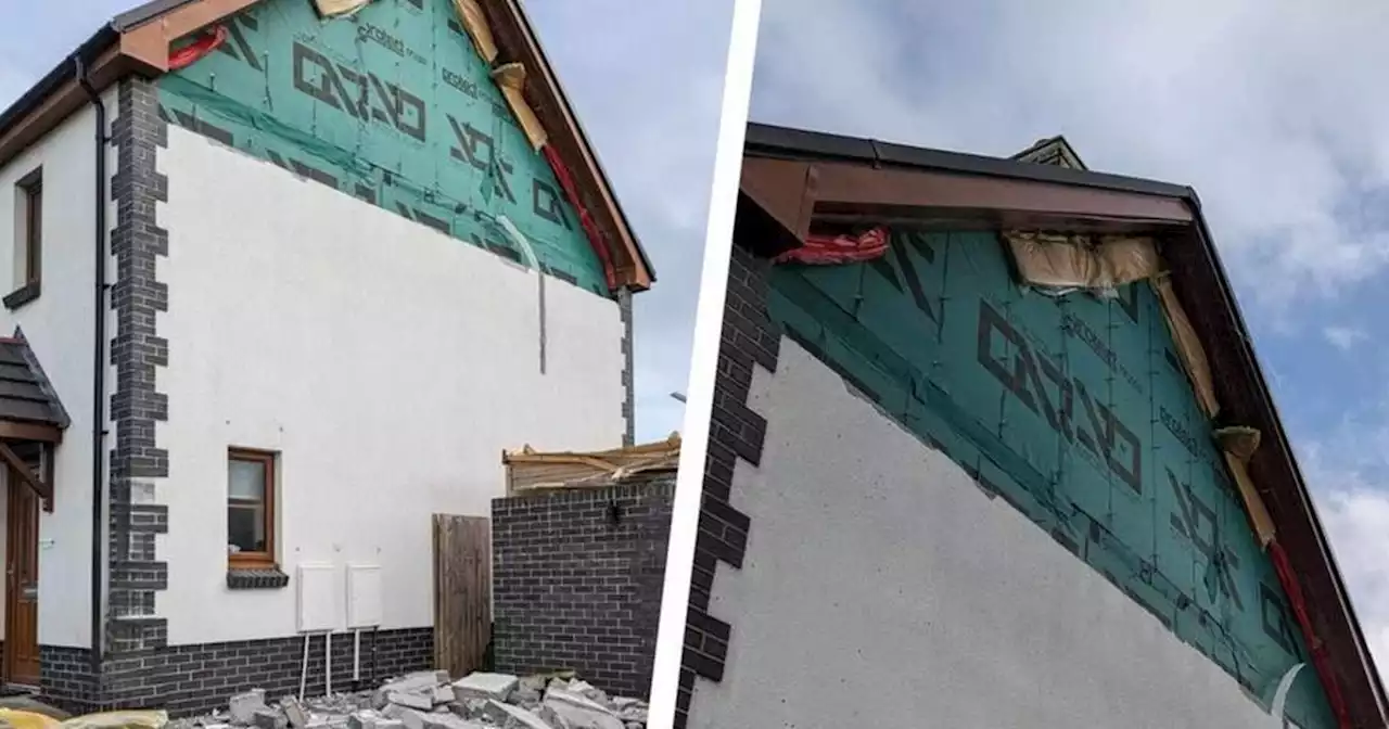 Homeowner lucky to be alive after wall of new-build house collapses suddenly