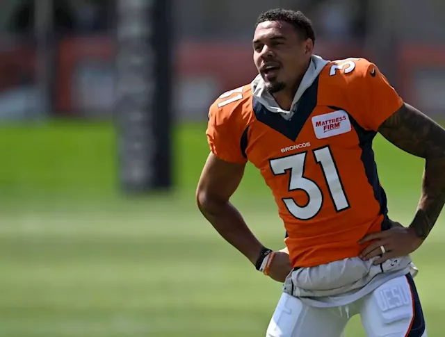 Denver Broncos free safety Justin Simmons (31) line sup against the  Baltimore Ravens during an NFL football game Sunday, Oct. 3, 2021, in  Denver. (AP Photo/Jack Dempsey Stock Photo - Alamy