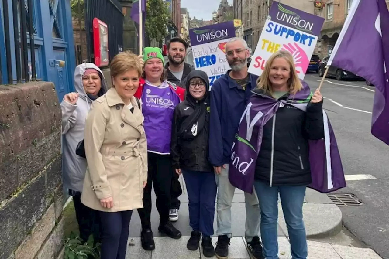 Sturgeon shows support for striking school staff on picket line